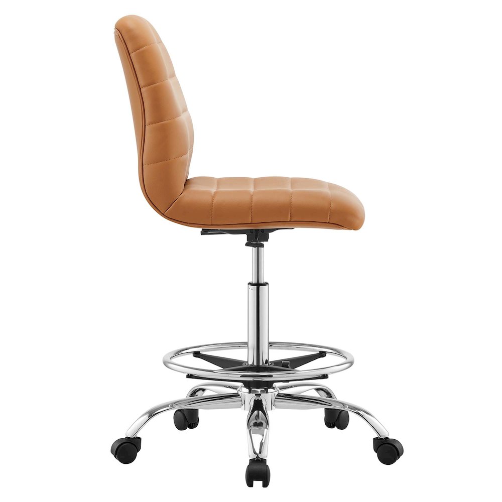 Ripple Armless Vegan Leather Drafting Chair. Picture 3