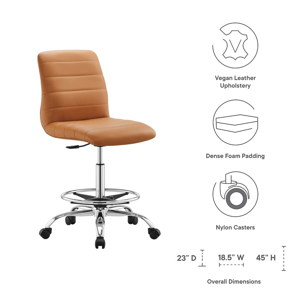 Ripple Armless Vegan Leather Drafting Chair. Picture 2