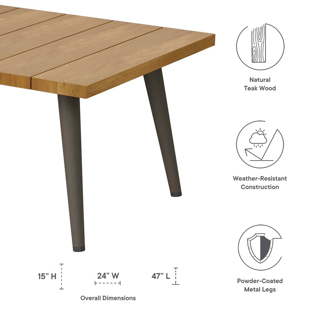 Meadow Outdoor Patio Teak Wood Coffee Table. Picture 2