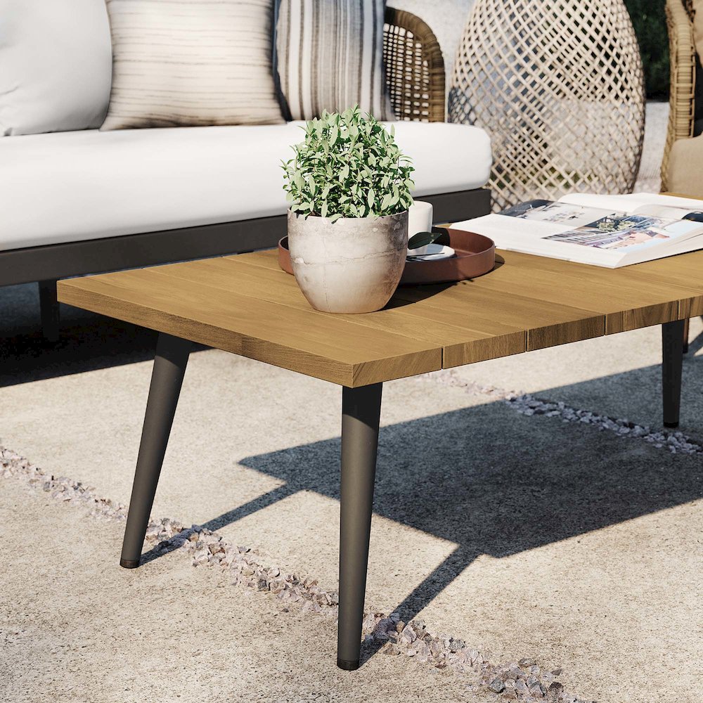 Meadow Outdoor Patio Teak Wood Coffee Table. Picture 5