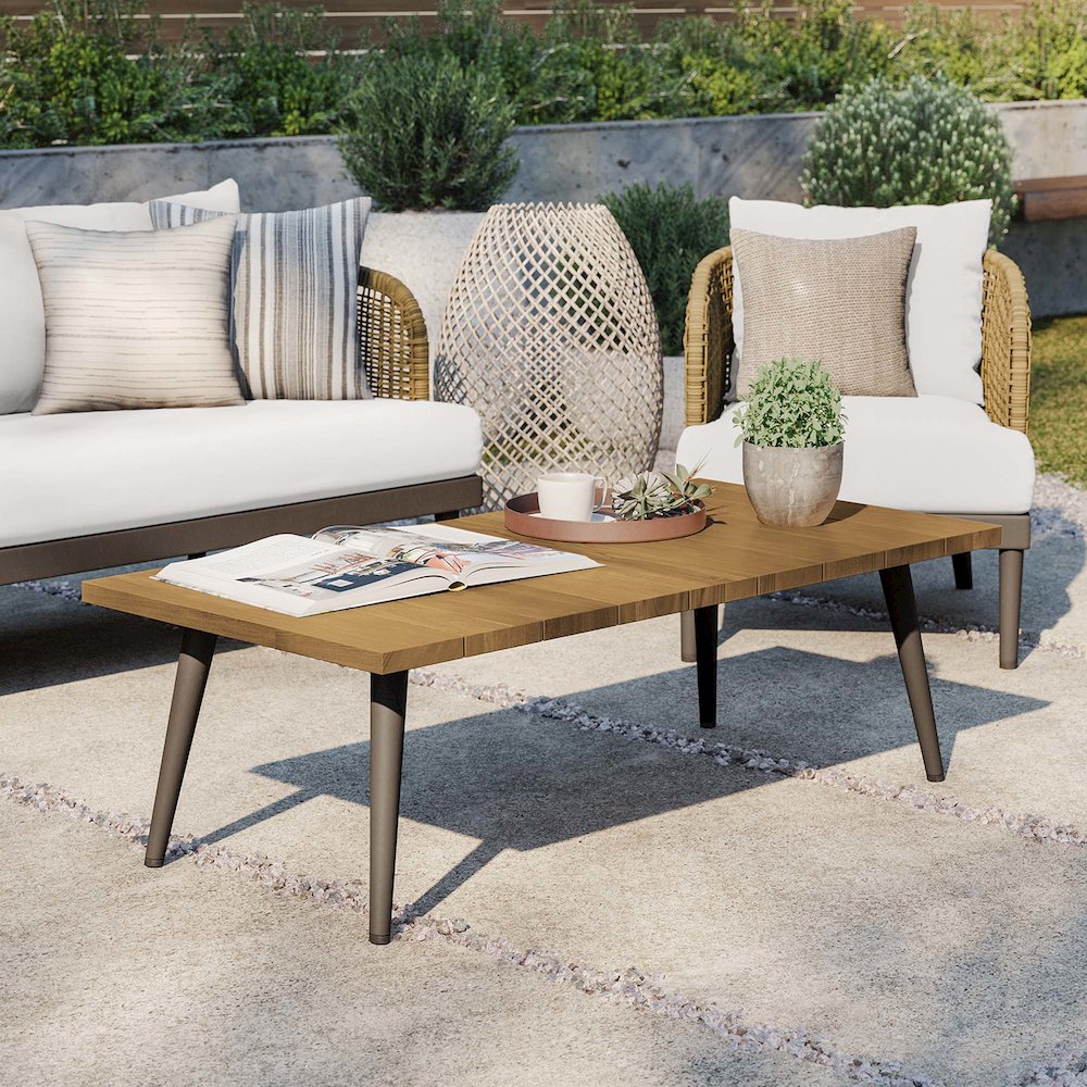 Meadow Outdoor Patio Teak Wood Coffee Table. Picture 4
