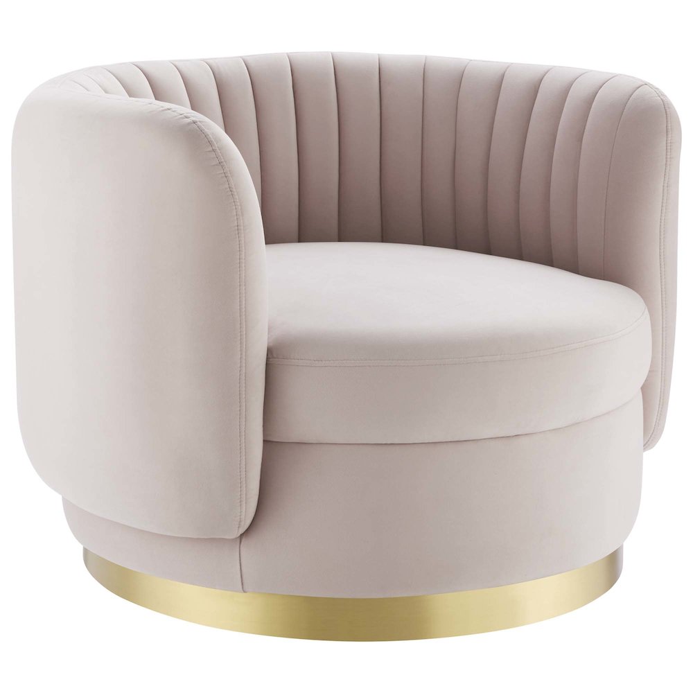 Embrace Tufted Performance Velvet Swivel Chair. Picture 1