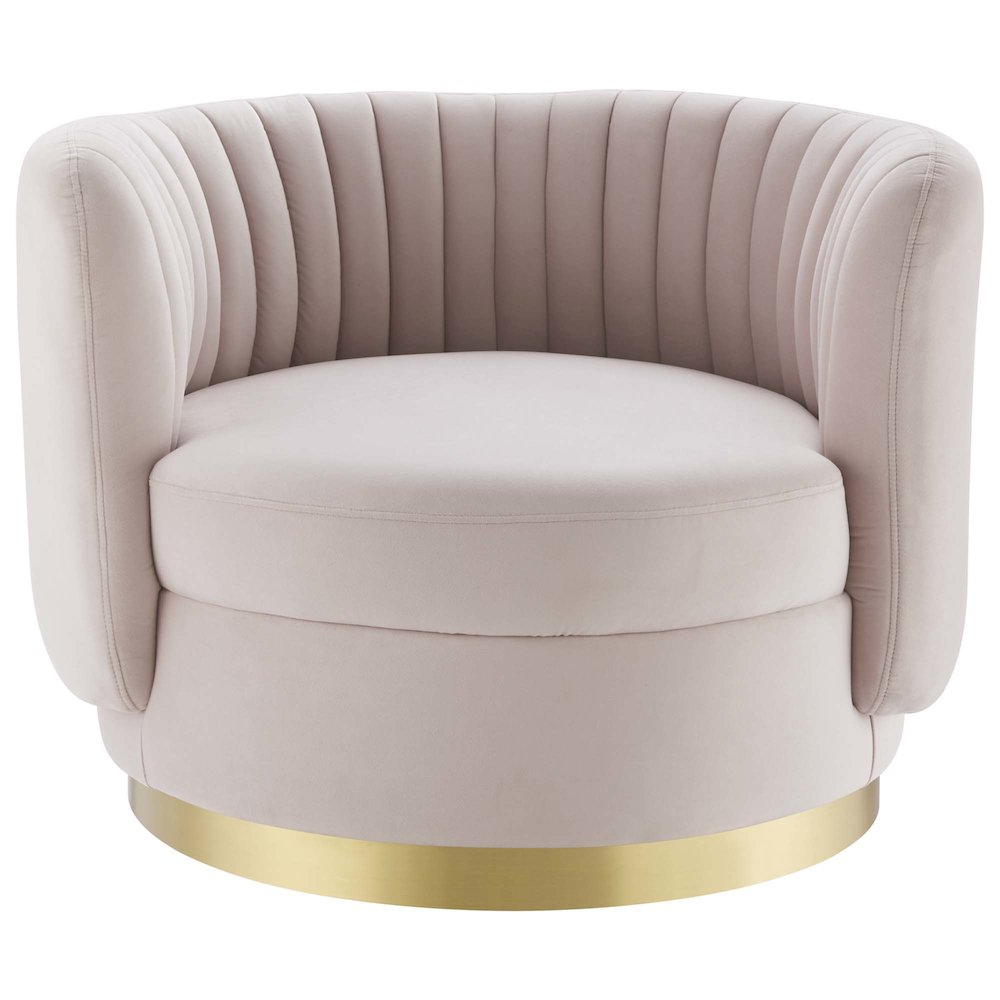 Embrace Tufted Performance Velvet Swivel Chair. Picture 4
