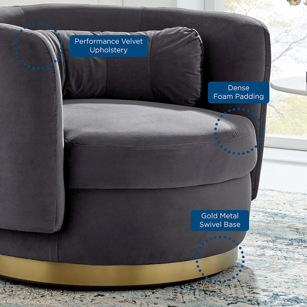 Relish Performance Velvet Swivel Chair. Picture 7