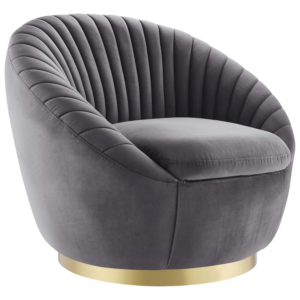 Whirr Tufted Performance Velvet Swivel Chair. Picture 1