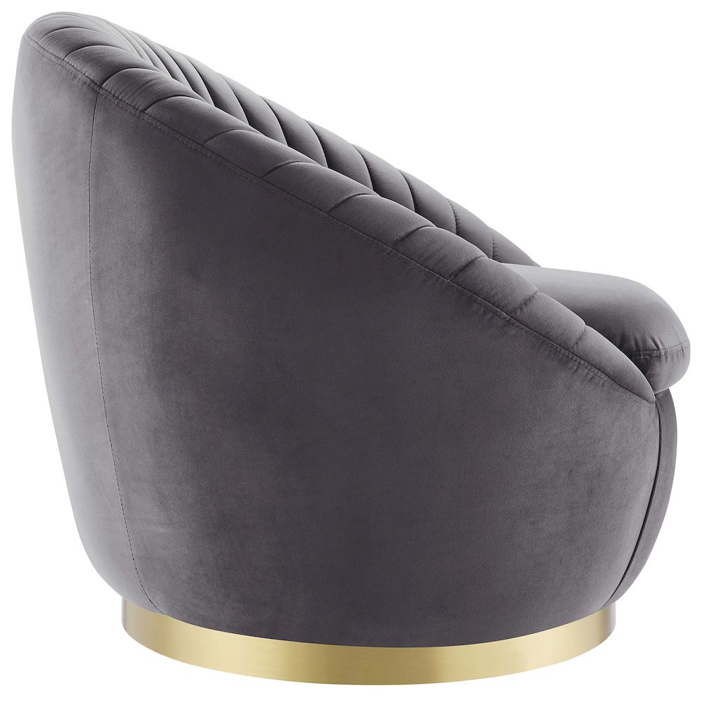 Whirr Tufted Performance Velvet Swivel Chair. Picture 2