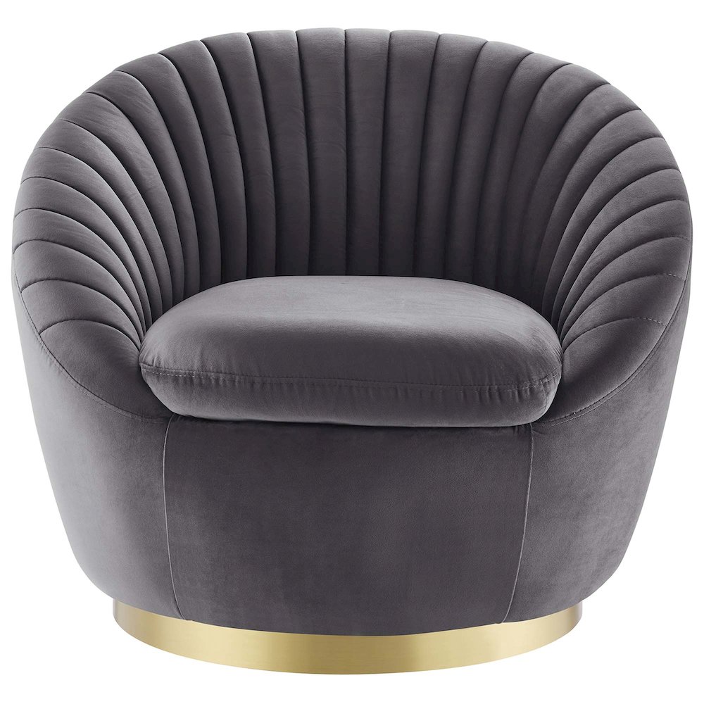 Whirr Tufted Performance Velvet Swivel Chair. Picture 4
