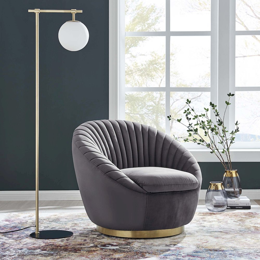 Whirr Tufted Performance Velvet Swivel Chair. Picture 6