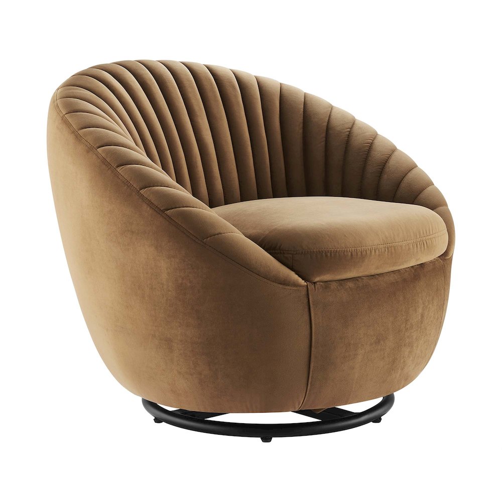 Whirr Tufted Performance Velvet Swivel Chair. Picture 1