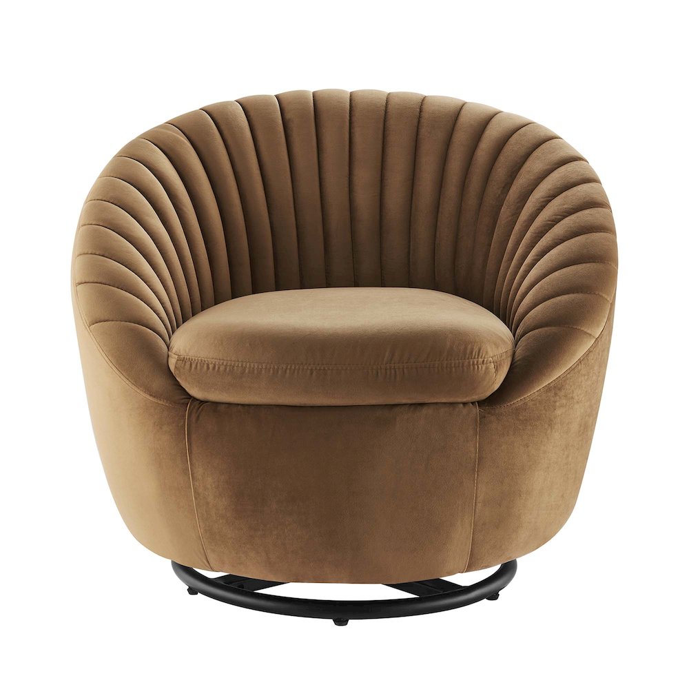 Whirr Tufted Performance Velvet Swivel Chair. Picture 4