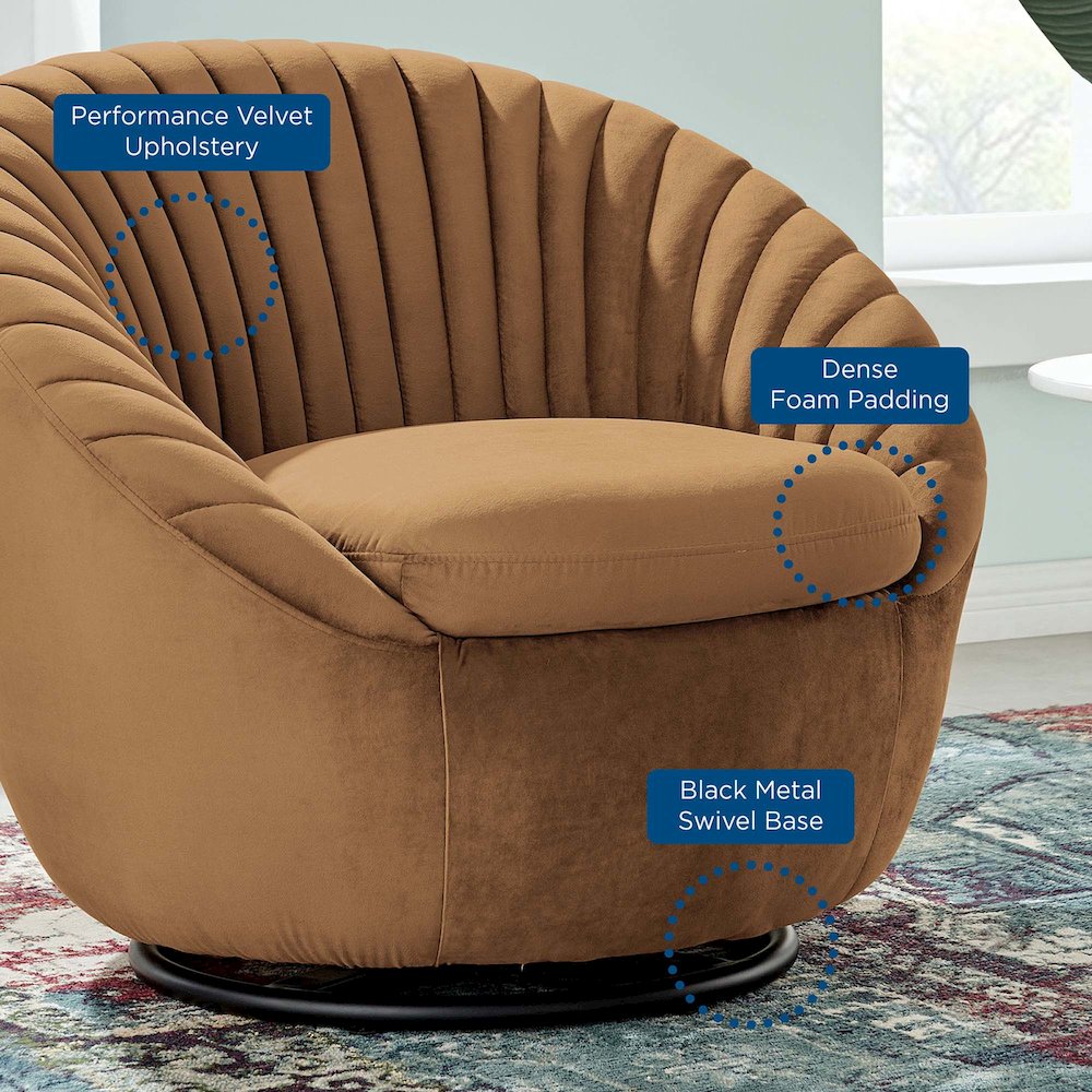 Whirr Tufted Performance Velvet Swivel Chair. Picture 7