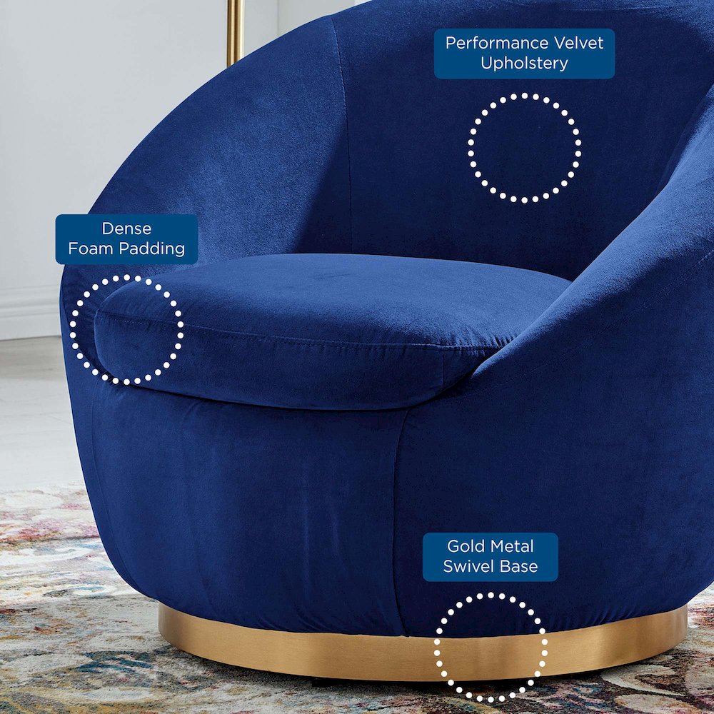 Buttercup Performance Velvet Swivel Chair. Picture 7