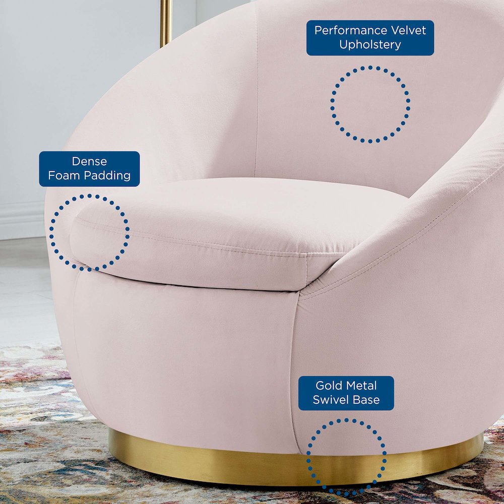 Buttercup Performance Velvet Swivel Chair. Picture 7