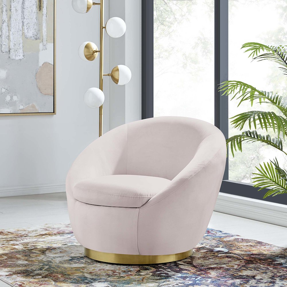 Buttercup Performance Velvet Swivel Chair. Picture 6