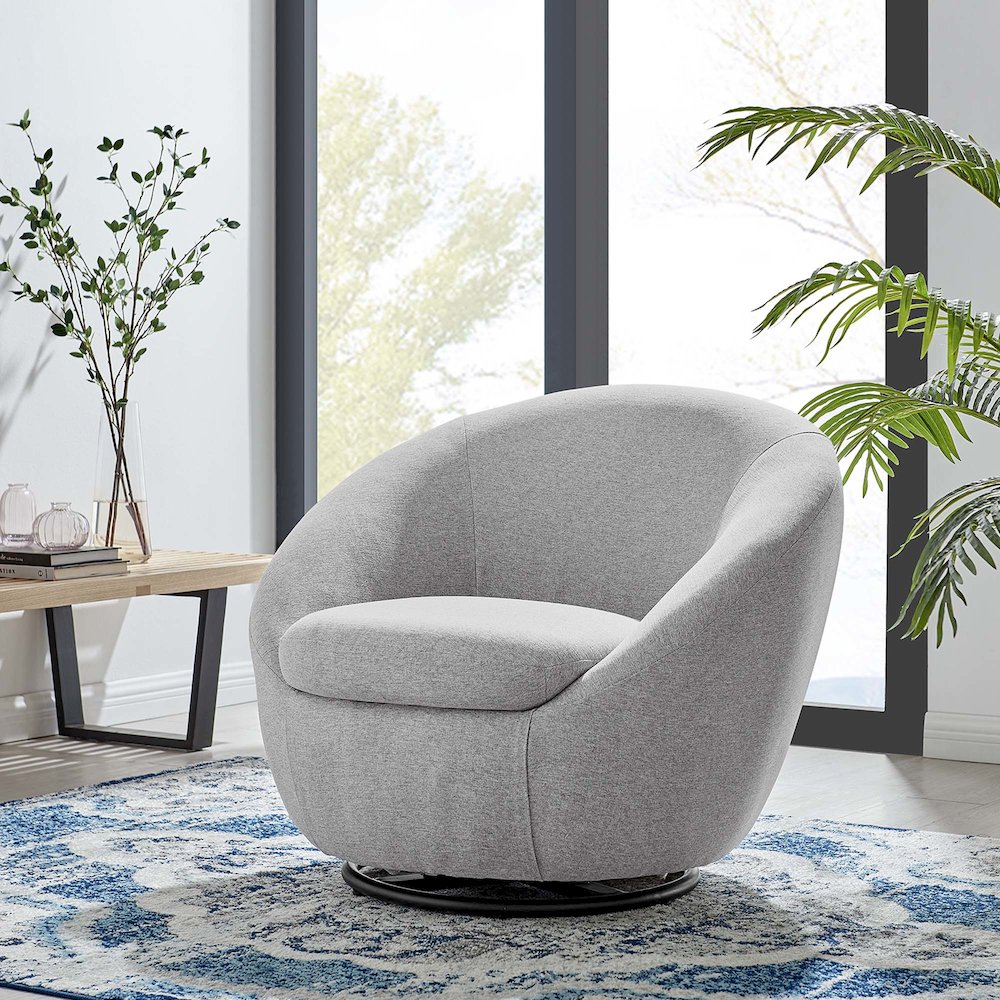 Buttercup Upholstered Fabric Swivel Chair. Picture 6