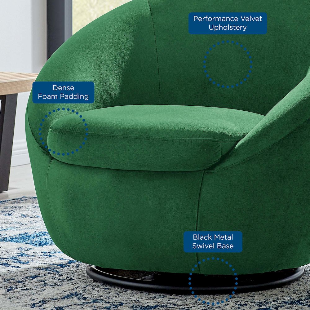 Buttercup Performance Velvet Swivel Chair. Picture 7