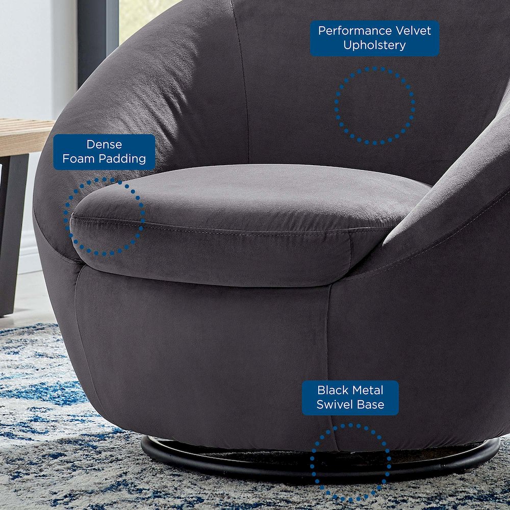 Buttercup Performance Velvet Swivel Chair. Picture 7