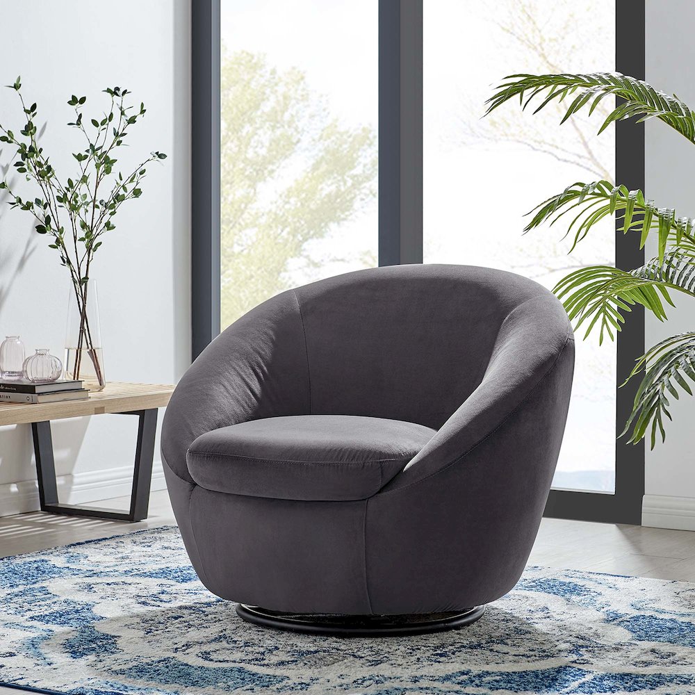 Buttercup Performance Velvet Swivel Chair. Picture 6