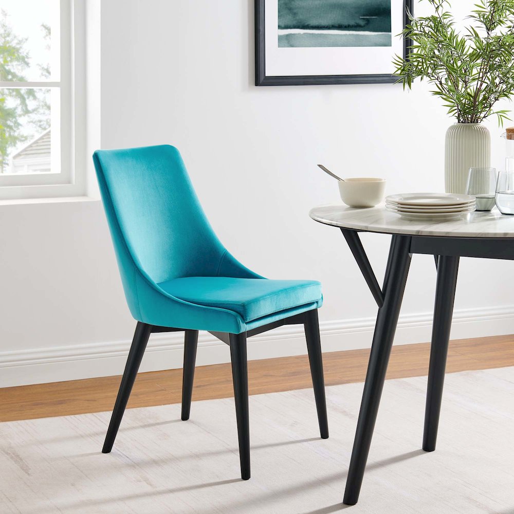 Viscount Performance Velvet Dining Chair. Picture 8