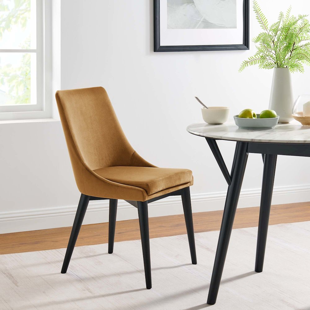 Viscount Performance Velvet Dining Chair. Picture 8