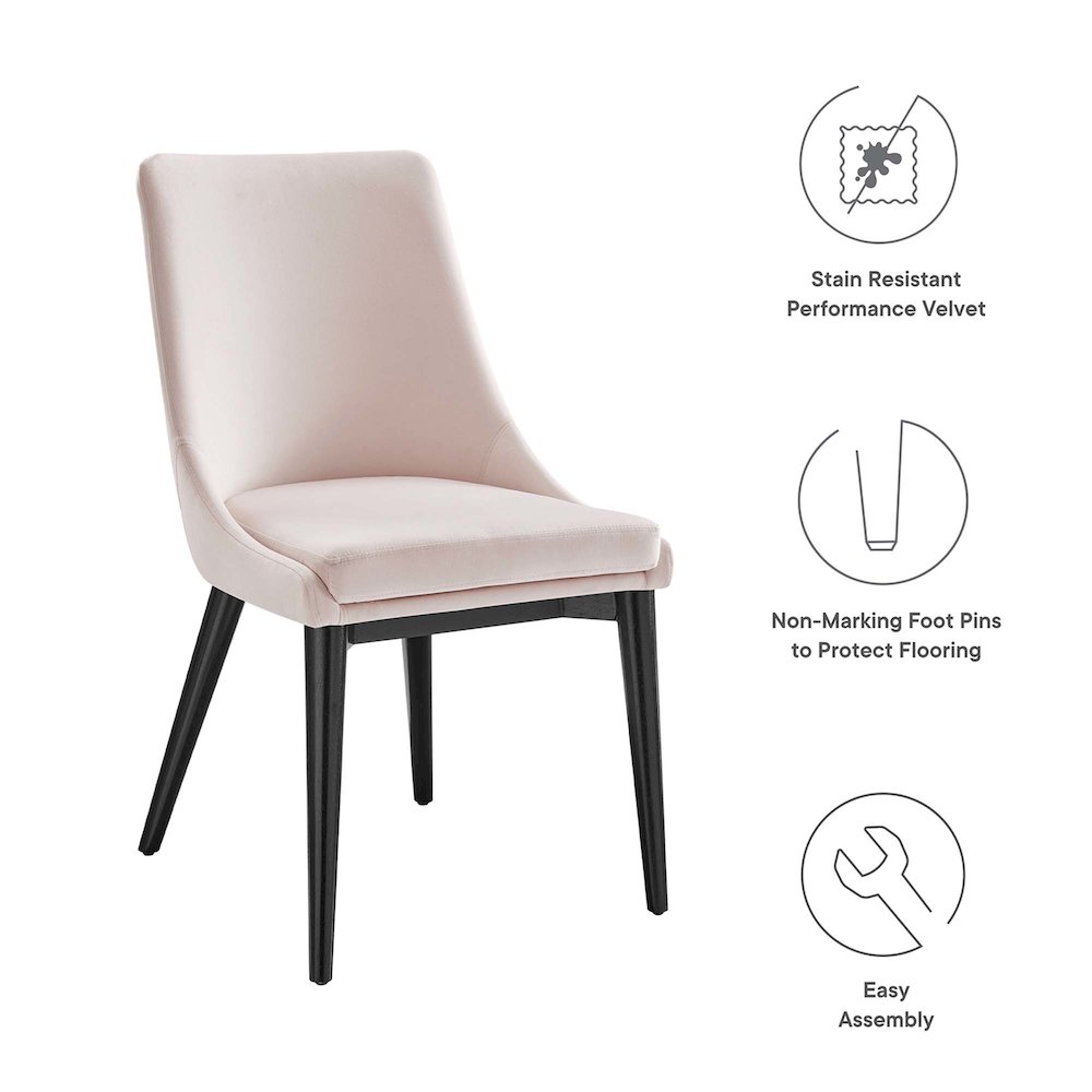 Viscount Performance Velvet Dining Chair. Picture 2