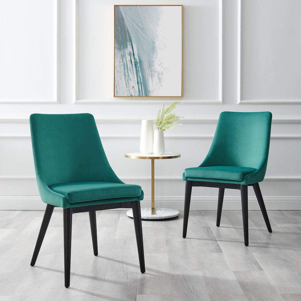 Viscount Performance Velvet Dining Chair. Picture 7