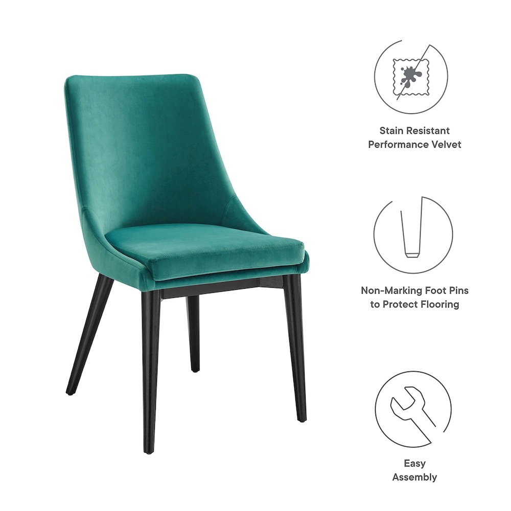 Viscount Performance Velvet Dining Chair. Picture 2