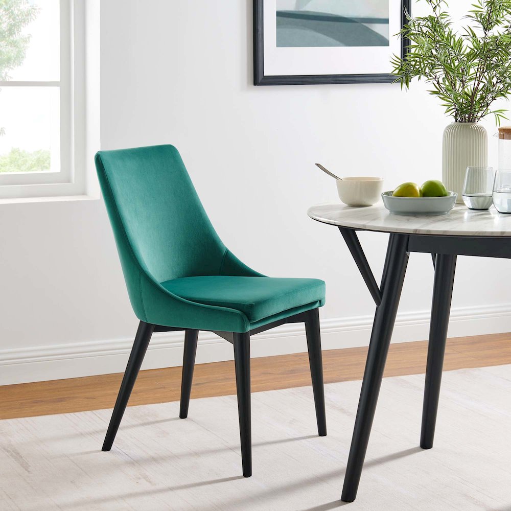 Viscount Performance Velvet Dining Chair. Picture 8