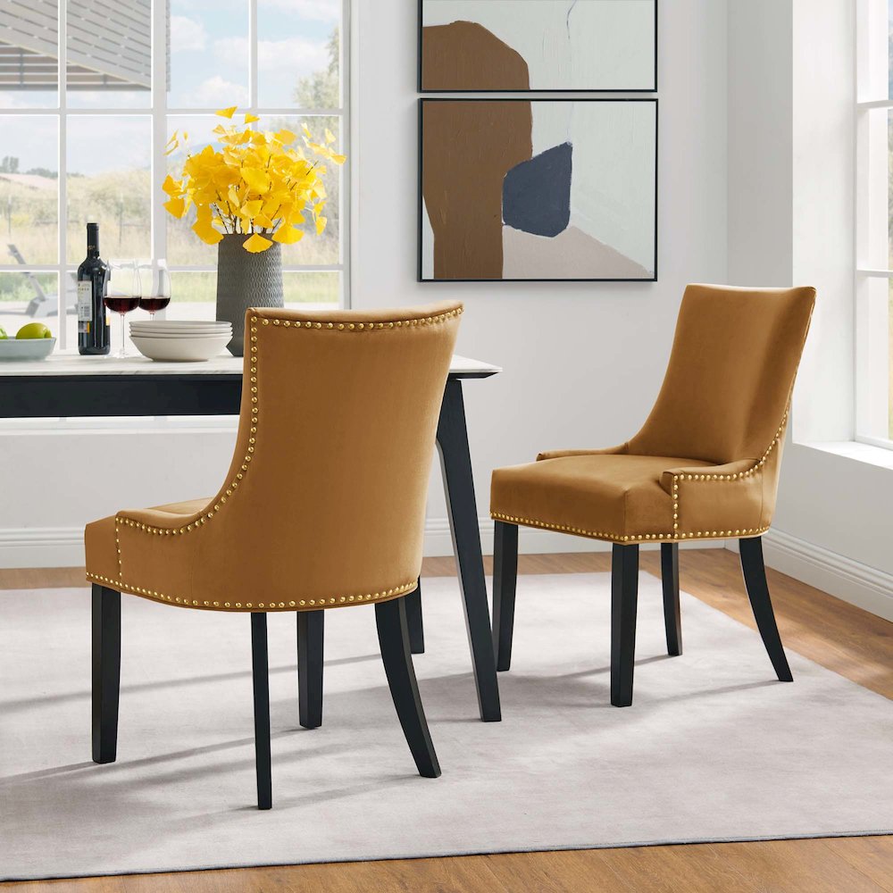 Marquis Performance Velvet Dining Chairs Set of 2. Picture 8