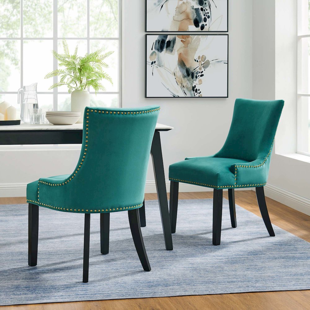 Marquis Performance Velvet Dining Chairs Set of 2. Picture 8