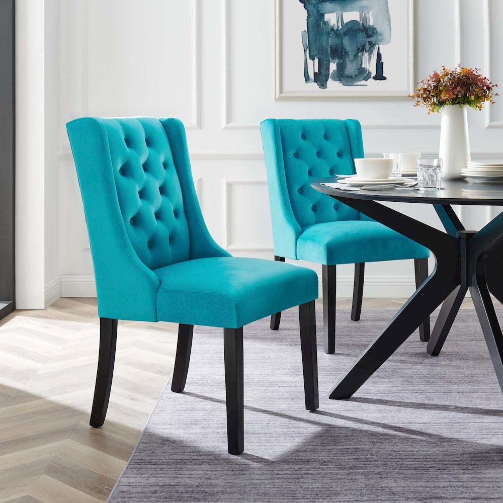 Baronet Performance Velvet Dining Chairs Set of 2. Picture 8