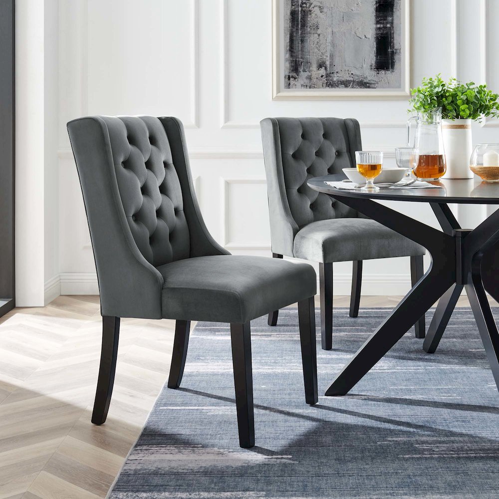 Baronet Performance Velvet Dining Chairs Set of 2. Picture 8