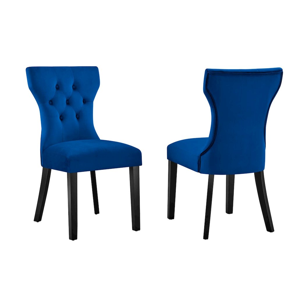 Silhouette Performance Velvet Dining Chairs Set of 2. Picture 1