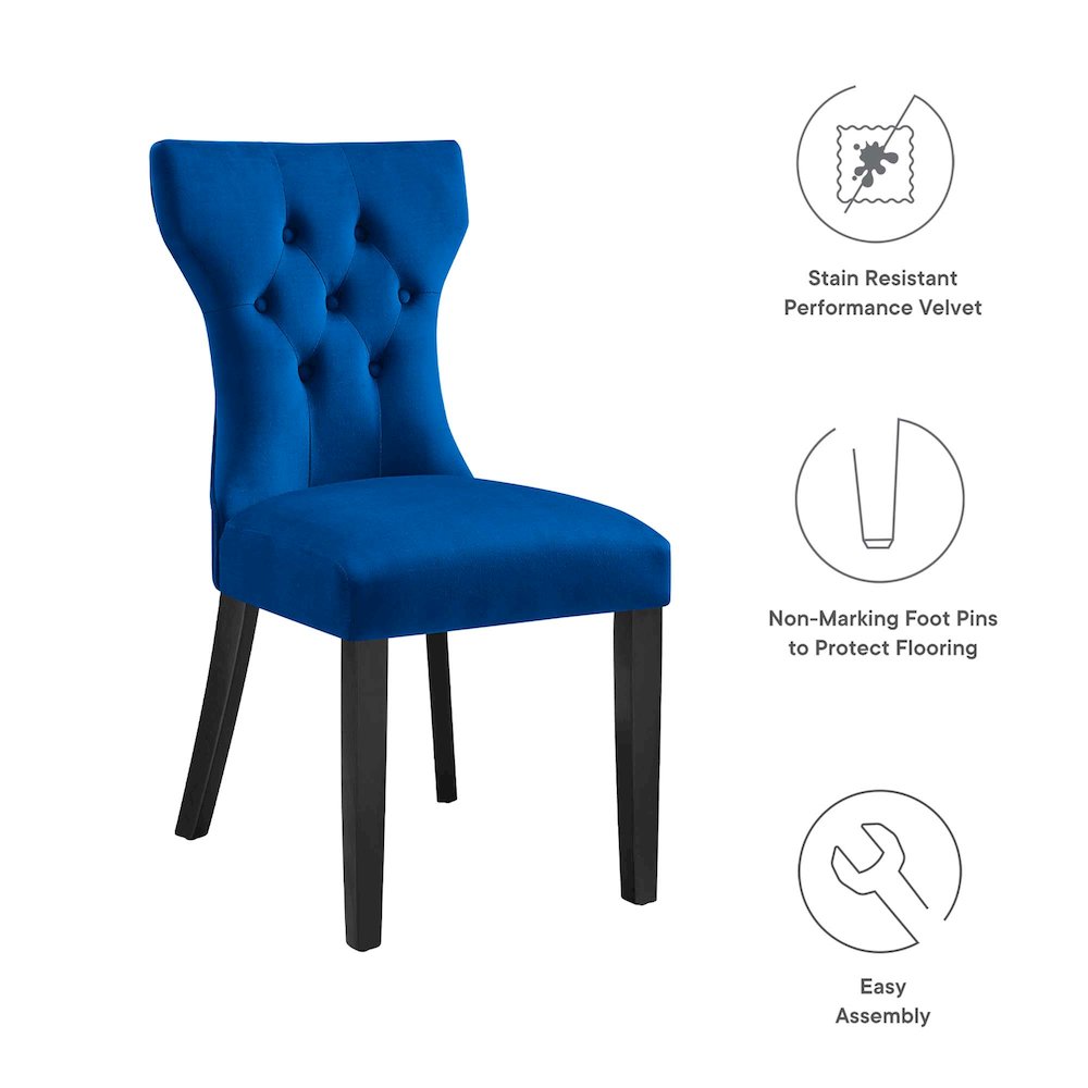 Silhouette Performance Velvet Dining Chairs Set of 2. Picture 2