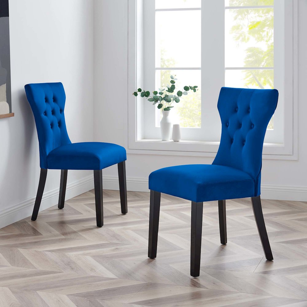 Silhouette Performance Velvet Dining Chairs Set of 2. Picture 8