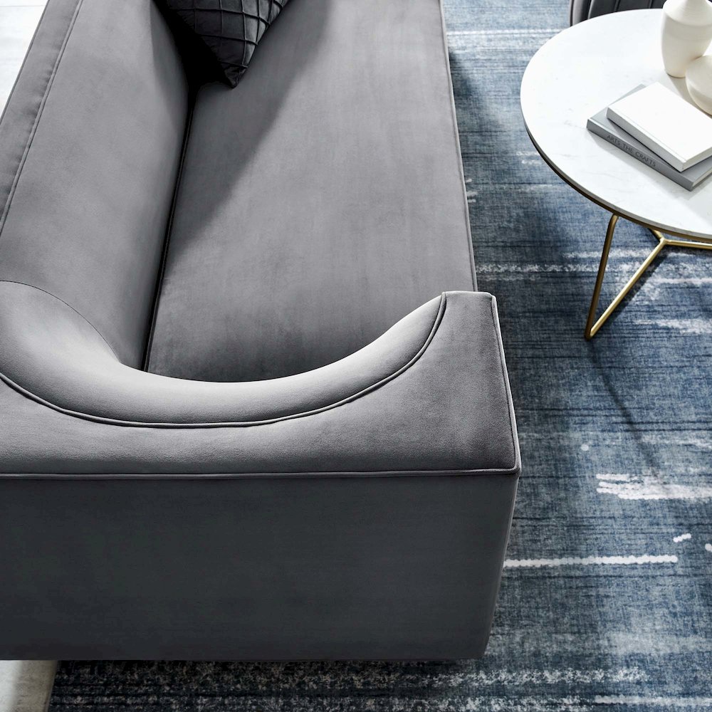 Eminence Upholstered Performance Velvet Sofa. Picture 10