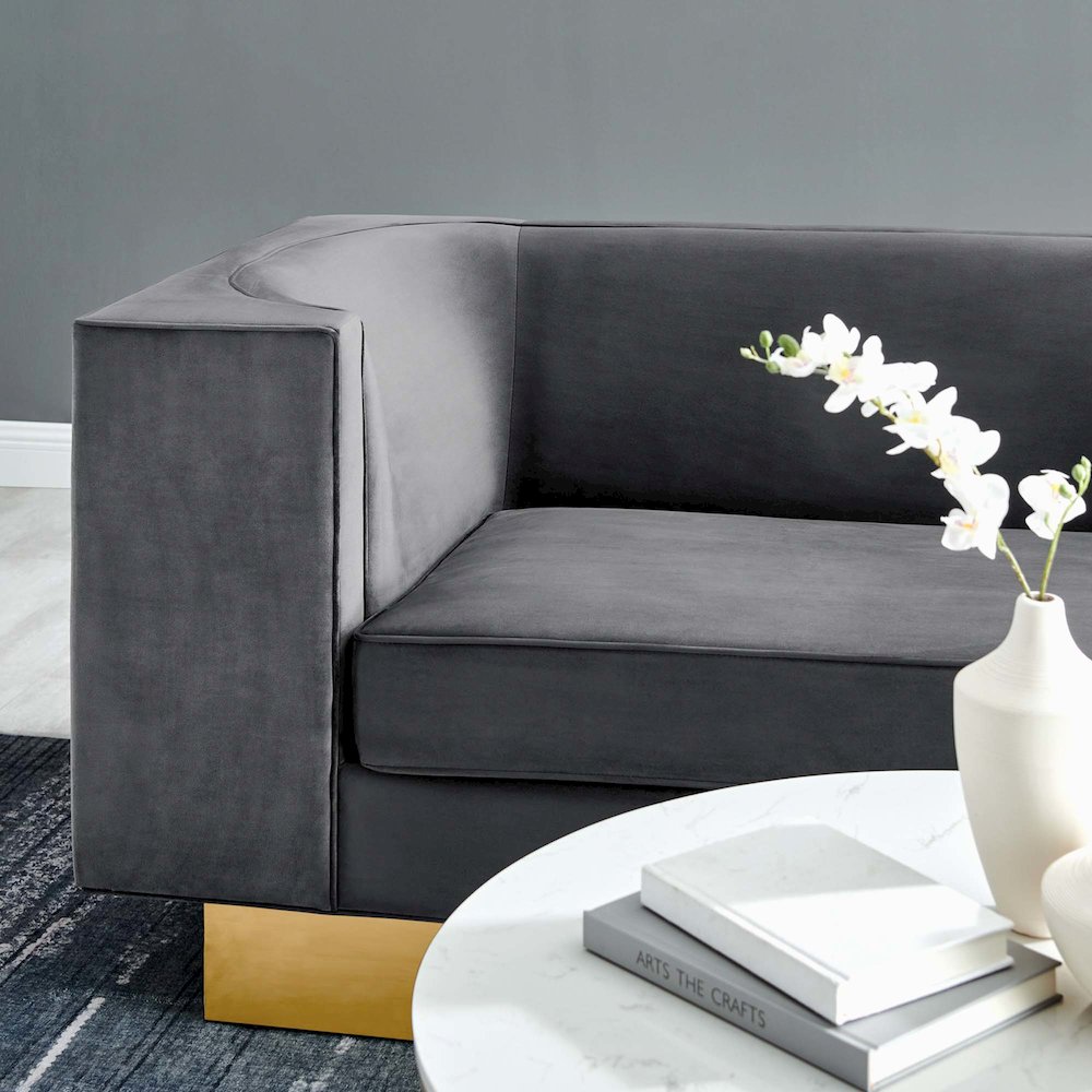 Eminence Upholstered Performance Velvet Sofa. Picture 9