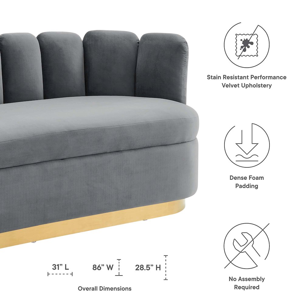 Victoria Channel Tufted Performance Velvet Sofa. Picture 2