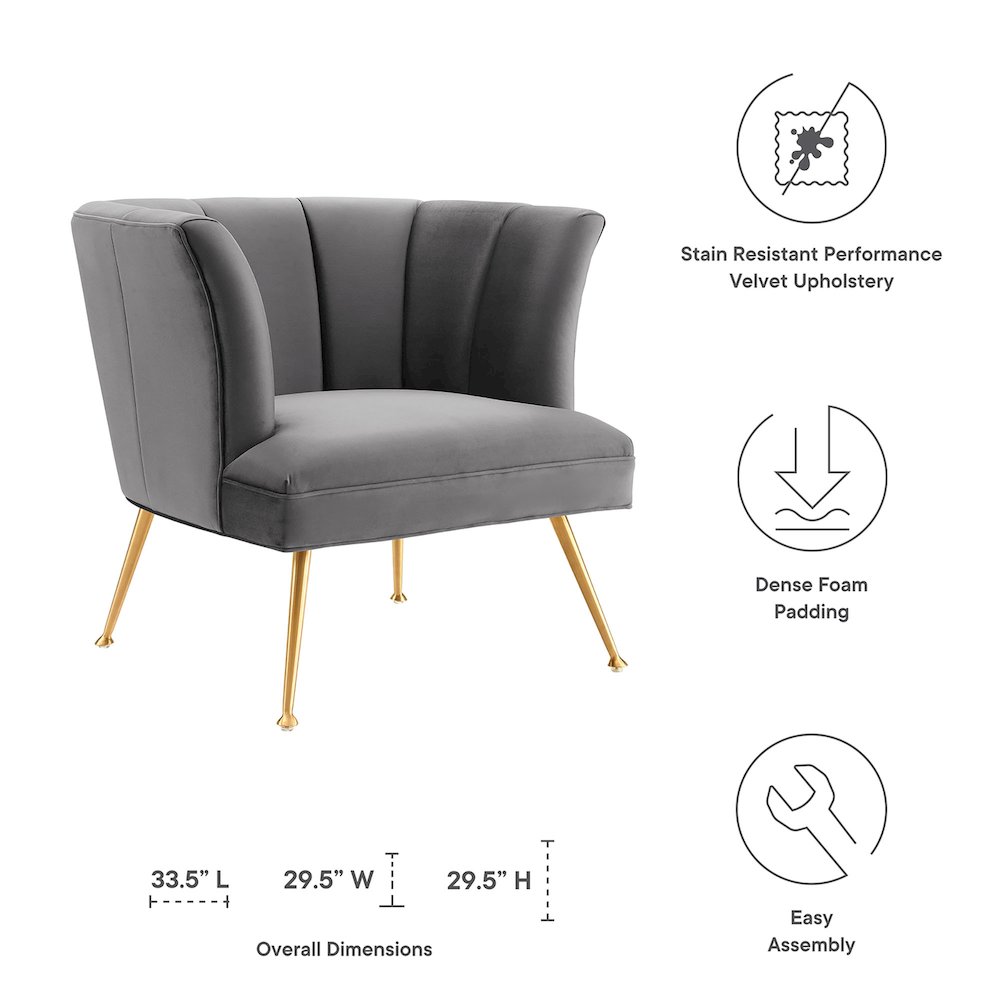Veronica Channel Tufted Performance Velvet Armchair. Picture 2