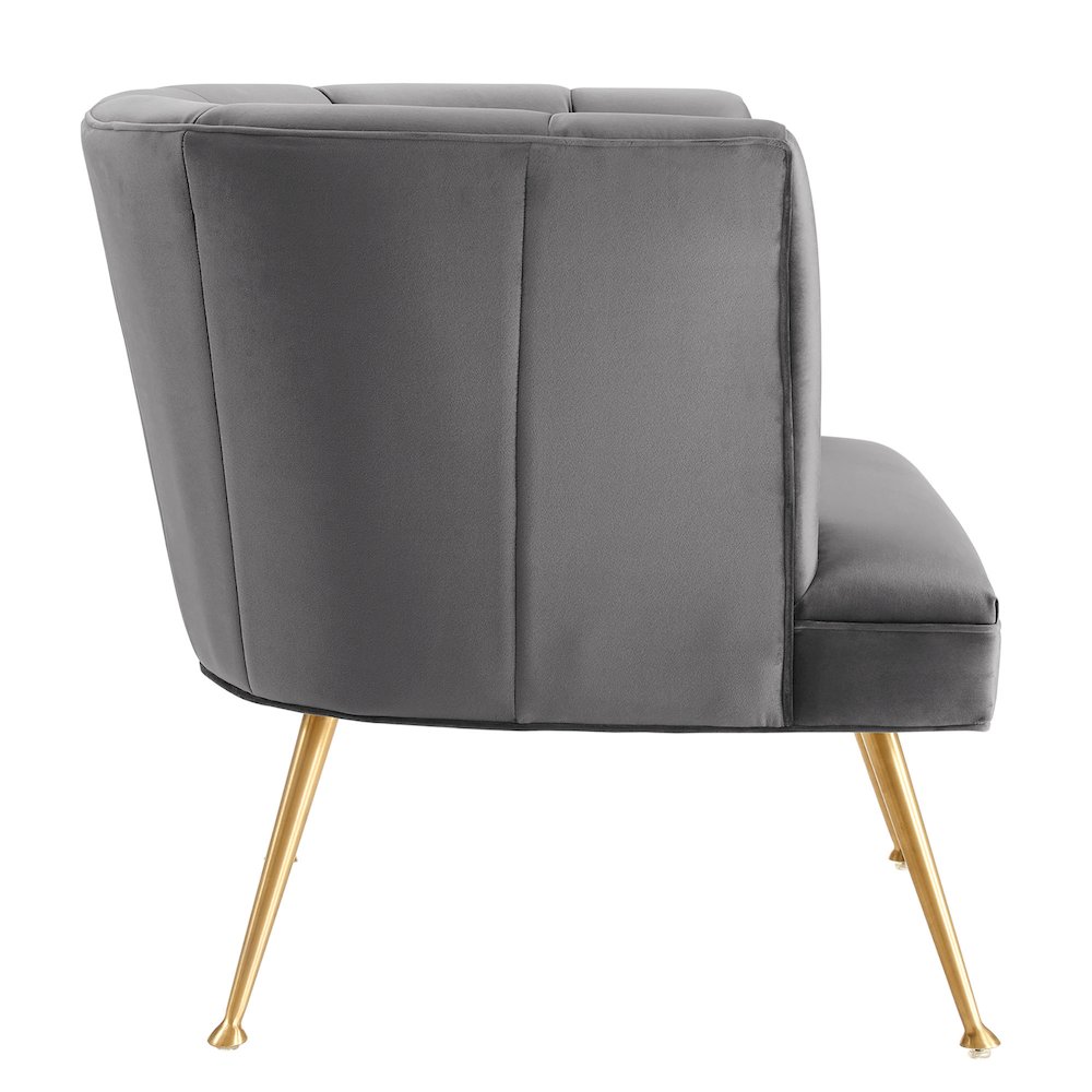 Veronica Channel Tufted Performance Velvet Armchair. Picture 3