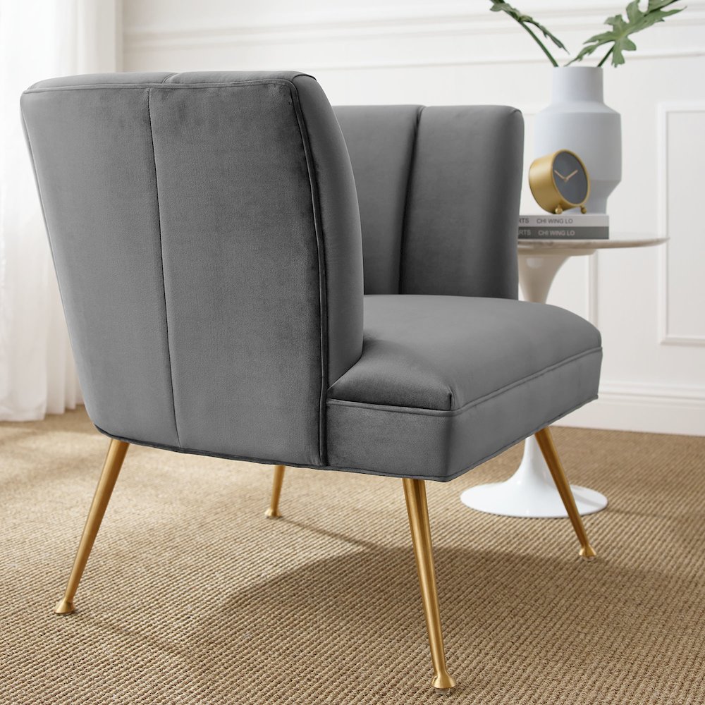 Veronica Channel Tufted Performance Velvet Armchair. Picture 8