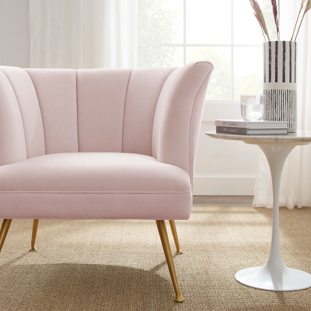 Veronica Channel Tufted Performance Velvet Armchair. Picture 8