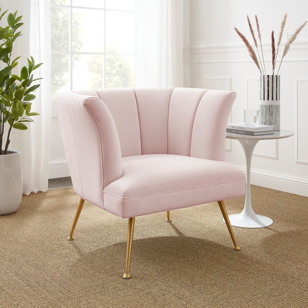 Veronica Channel Tufted Performance Velvet Armchair. Picture 7