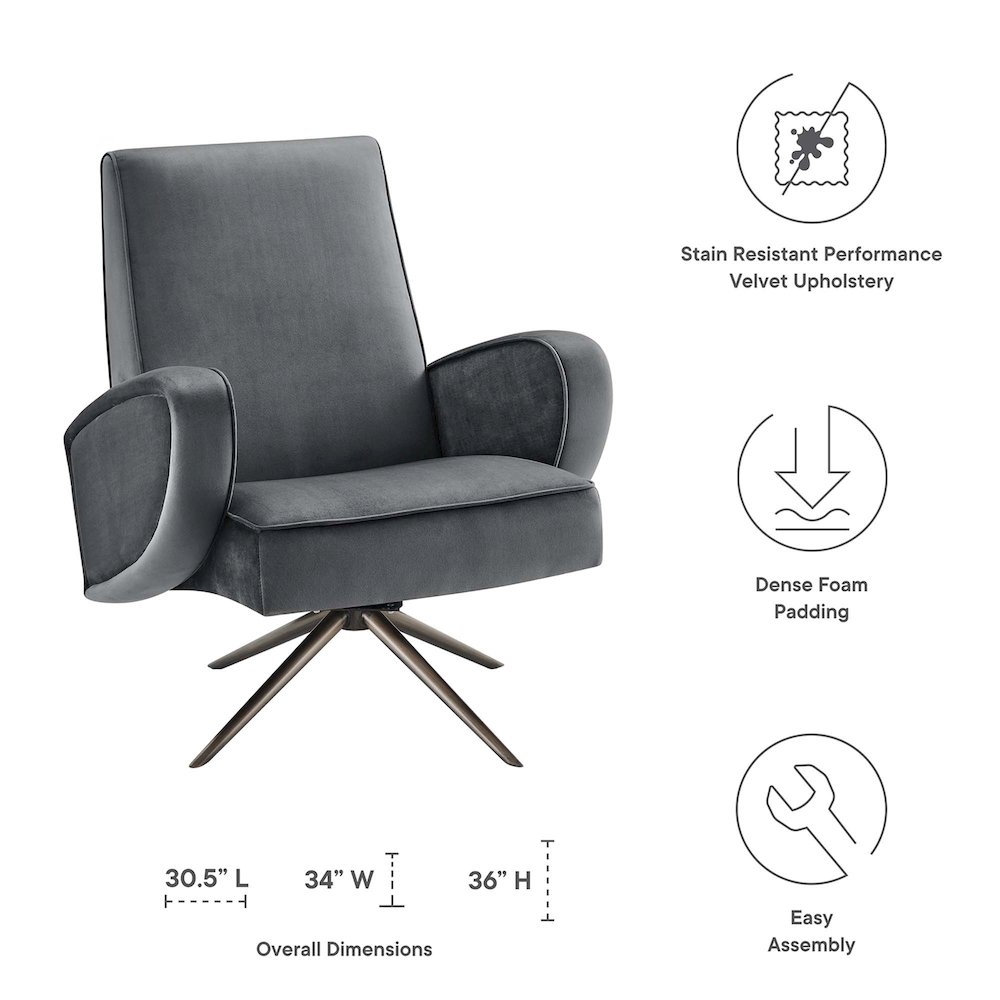 Superior Performance Velvet Swivel Chair. Picture 2