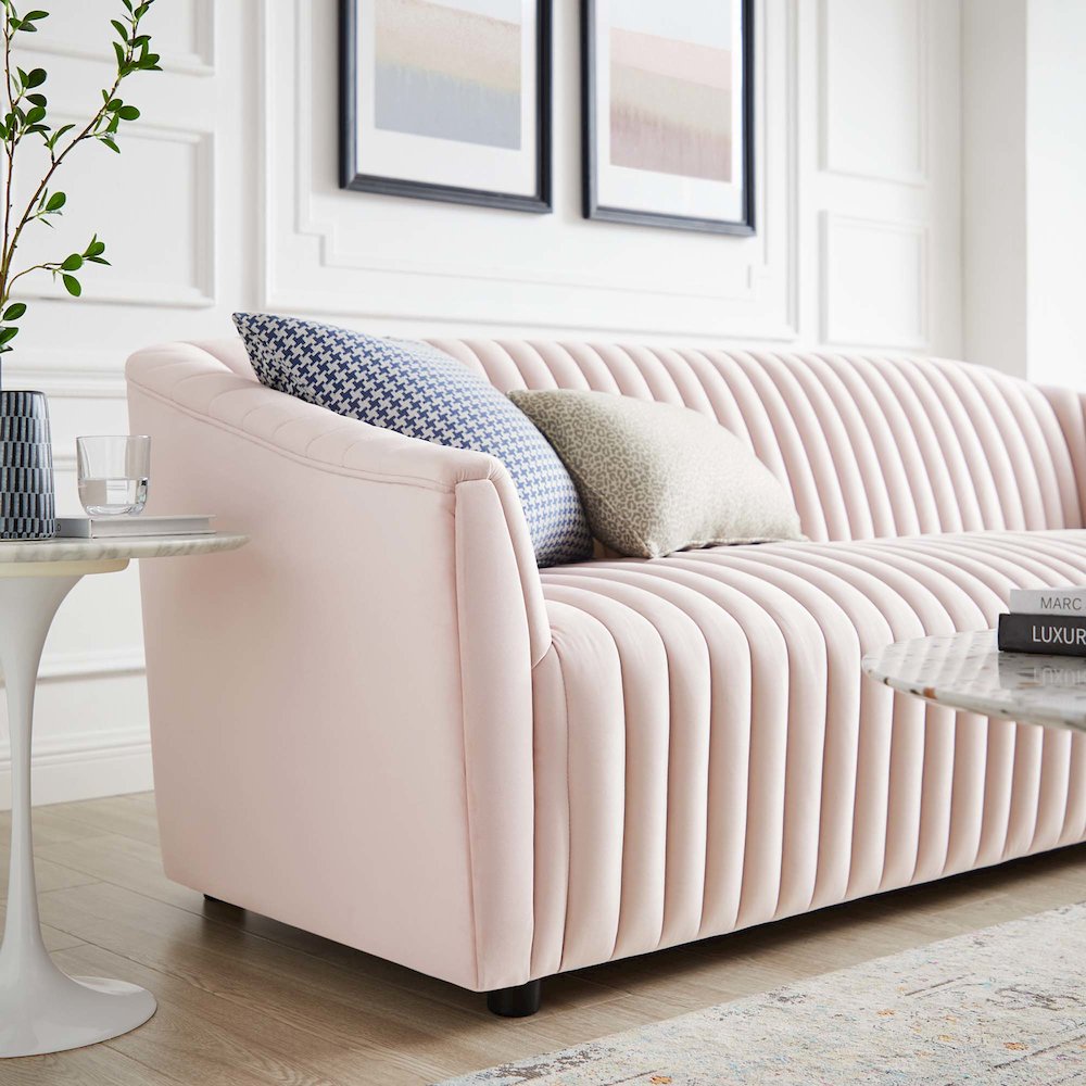 Announce Performance Velvet Channel Tufted Sofa. Picture 8