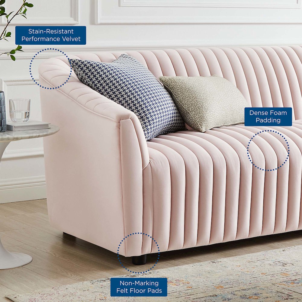 Announce Performance Velvet Channel Tufted Sofa. Picture 7