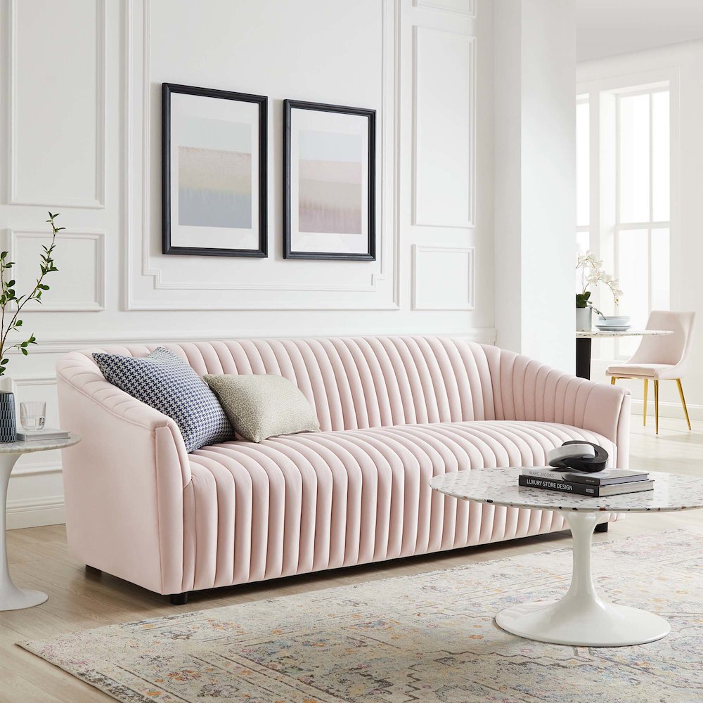 Announce Performance Velvet Channel Tufted Sofa. Picture 6