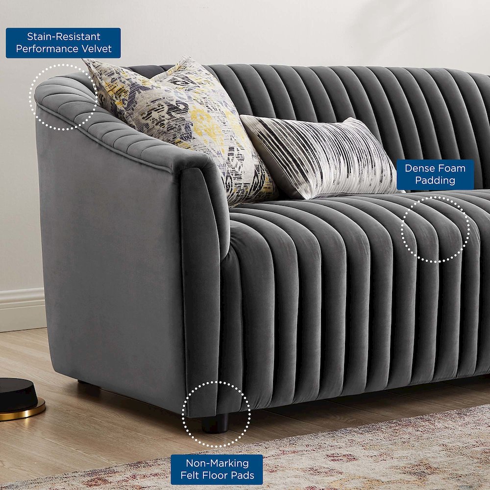 Announce Performance Velvet Channel Tufted Loveseat. Picture 8