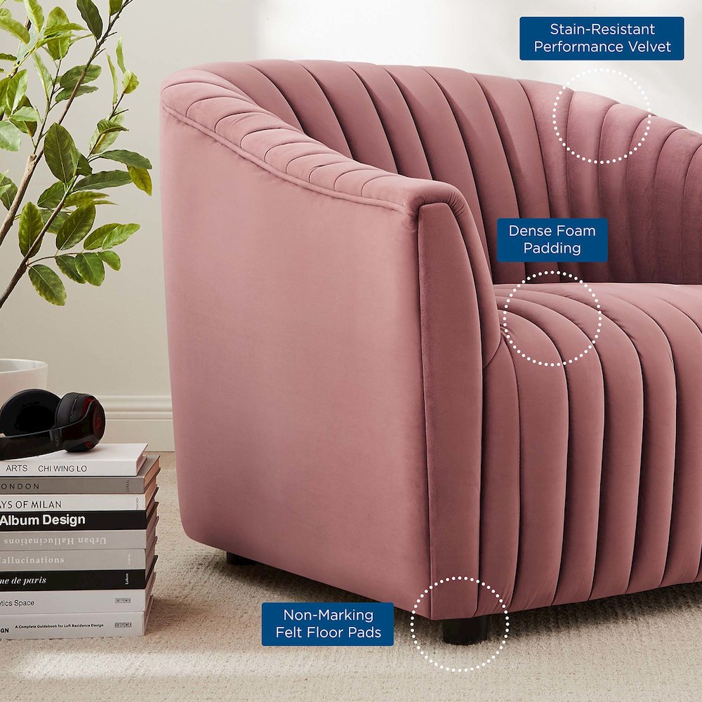 Announce Performance Velvet Channel Tufted Armchair. Picture 7