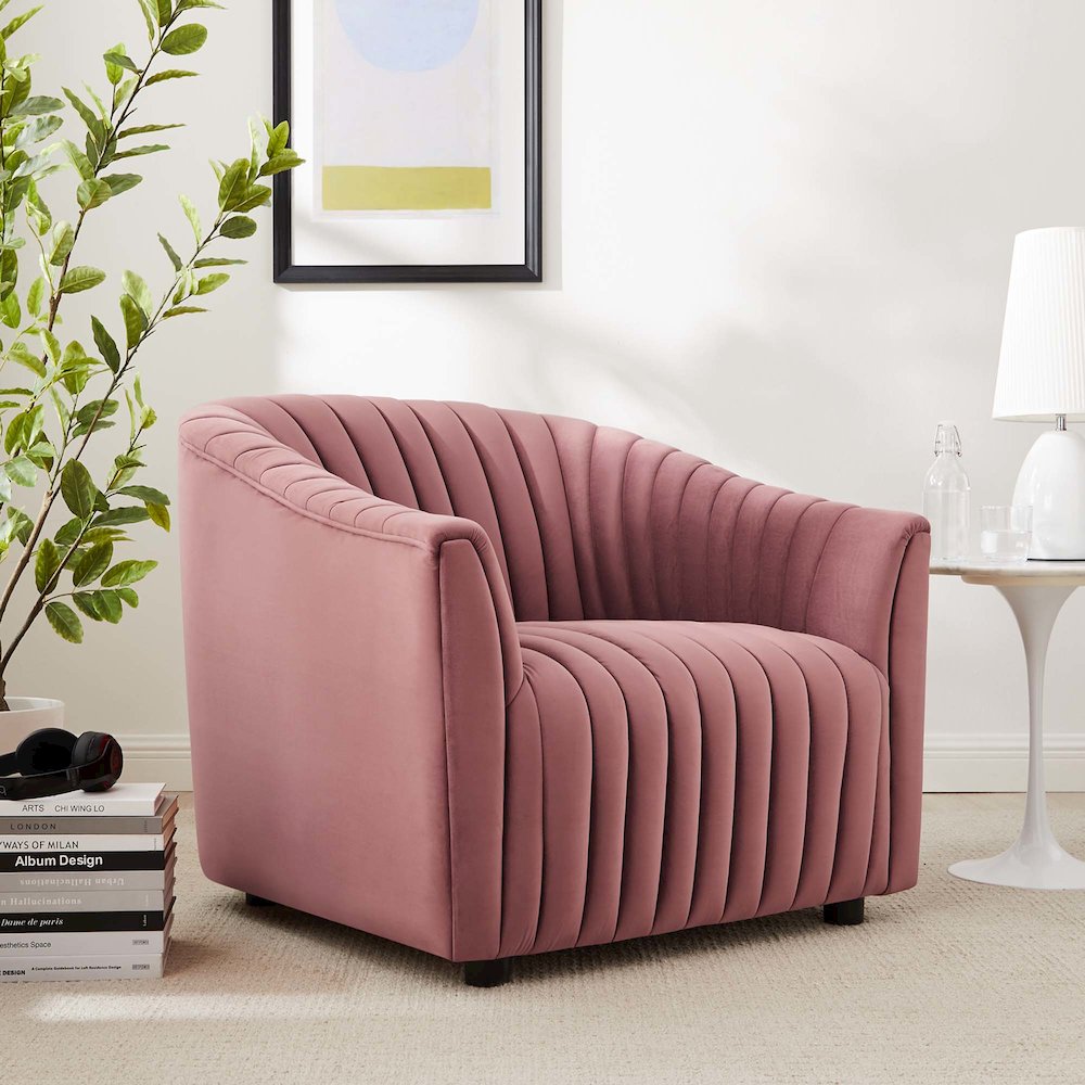 Announce Performance Velvet Channel Tufted Armchair. Picture 6